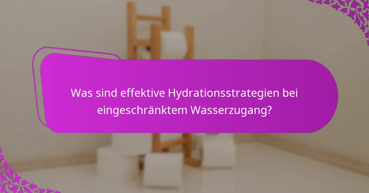 Was sind effektive Hydrationsstrategien bei eingeschränktem Wasserzugang?