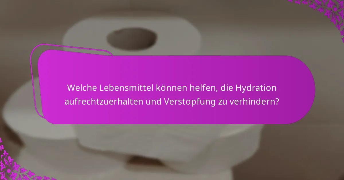 Welche Lebensmittel können helfen, die Hydration aufrechtzuerhalten und Verstopfung zu verhindern?