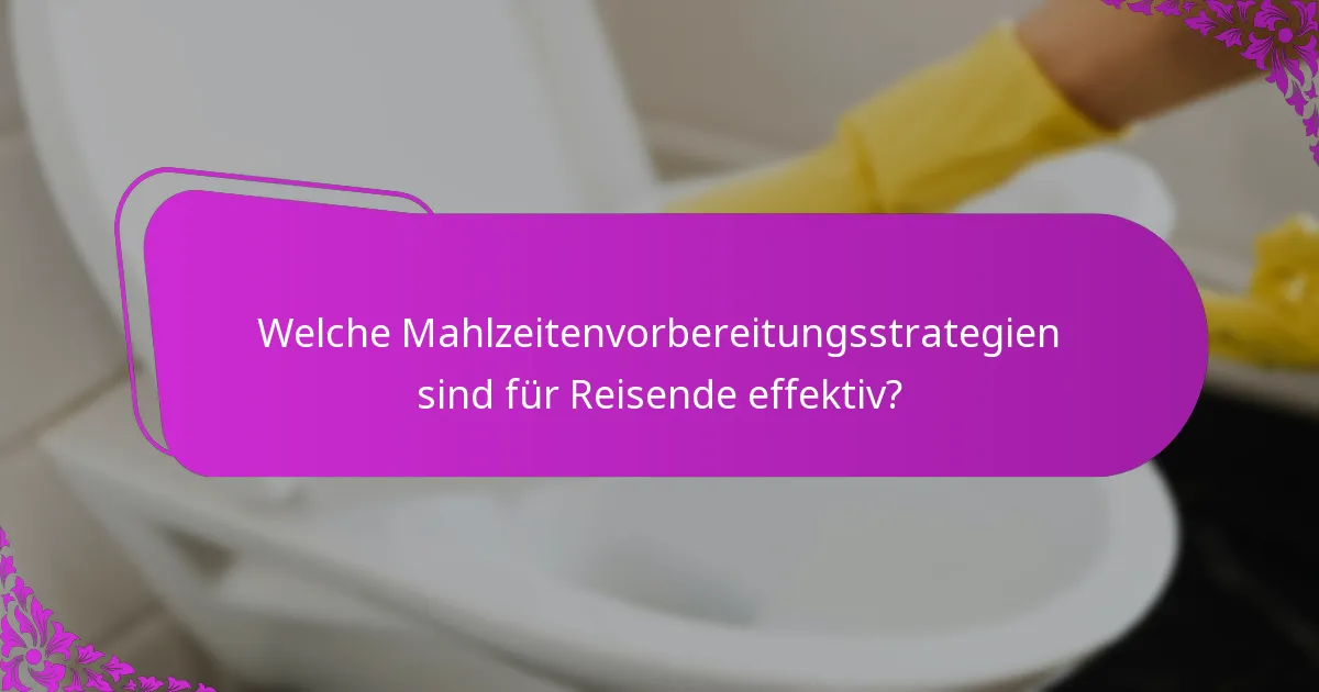 Welche Mahlzeitenvorbereitungsstrategien sind für Reisende effektiv?