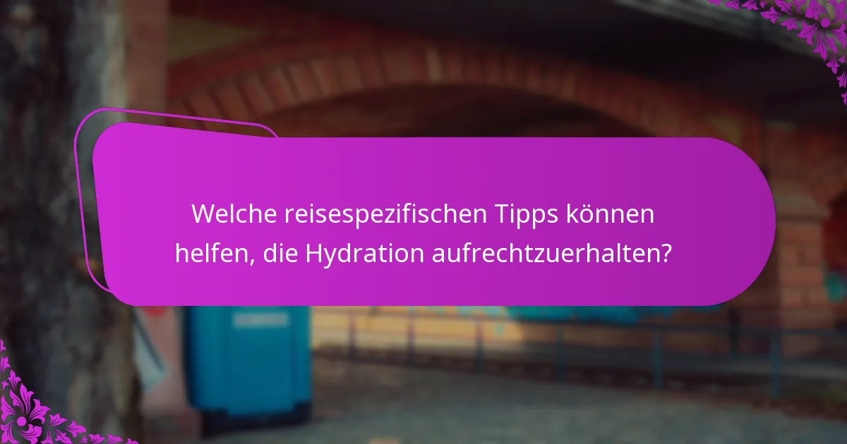 Welche reisespezifischen Tipps können helfen, die Hydration aufrechtzuerhalten?
