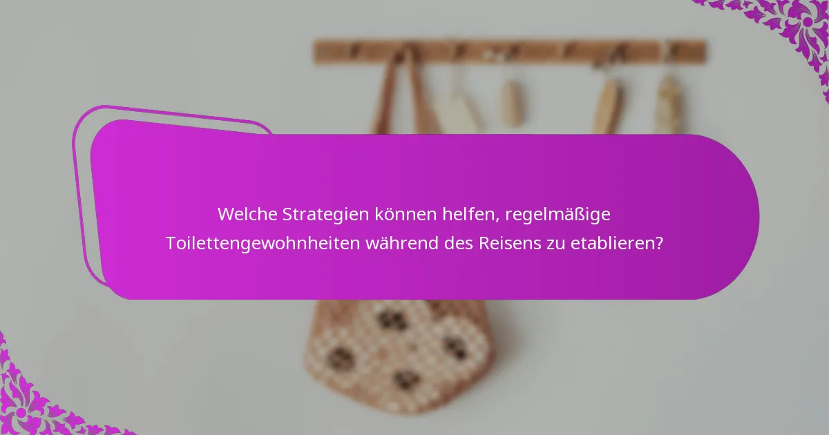 Welche Strategien können helfen, regelmäßige Toilettengewohnheiten während des Reisens zu etablieren?