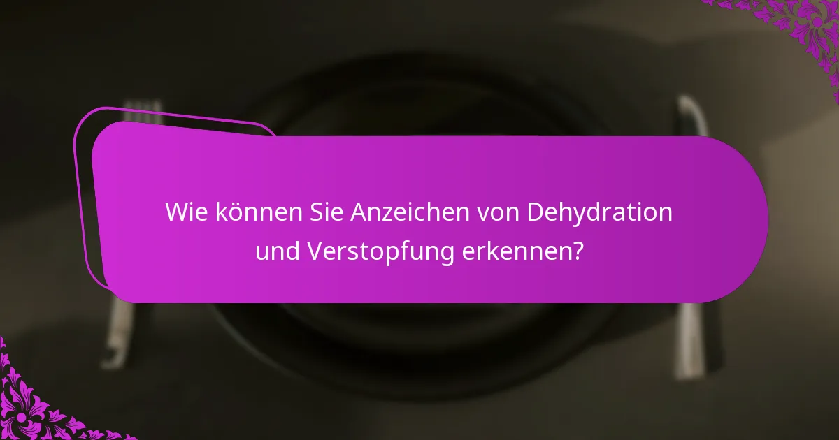 Wie können Sie Anzeichen von Dehydration und Verstopfung erkennen?