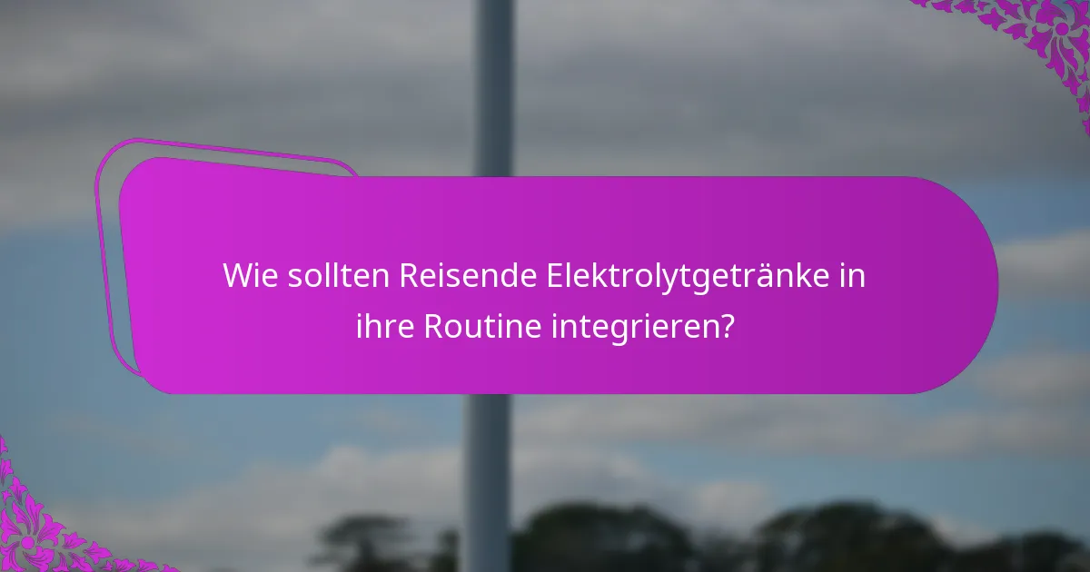 Wie sollten Reisende Elektrolytgetränke in ihre Routine integrieren?